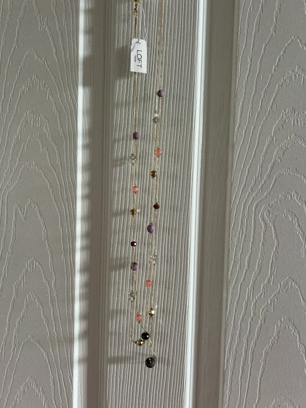 Gold 18" Loft Necklace with Purple, Peach and Crystal Beads